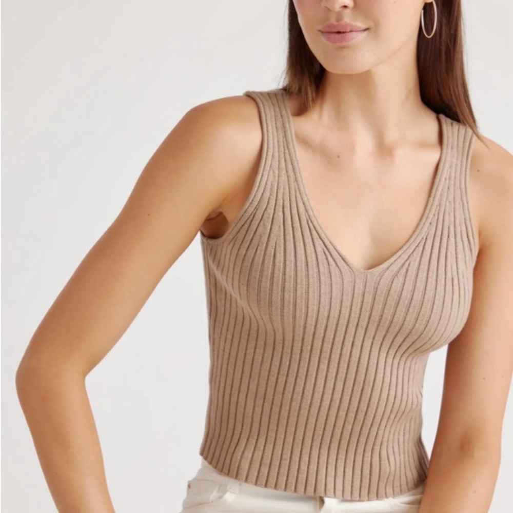 NWT quince eco-knit sweater top in warm taupe